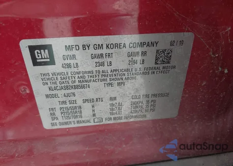 2019 Buick Encore Fwd Preferred z USA, uszkodzony, nr VIN KL4CJASB2KB856674